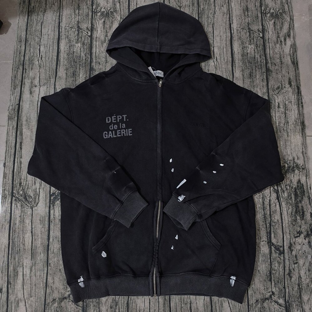 Gallery Dept Black Zip-Up Hoodie